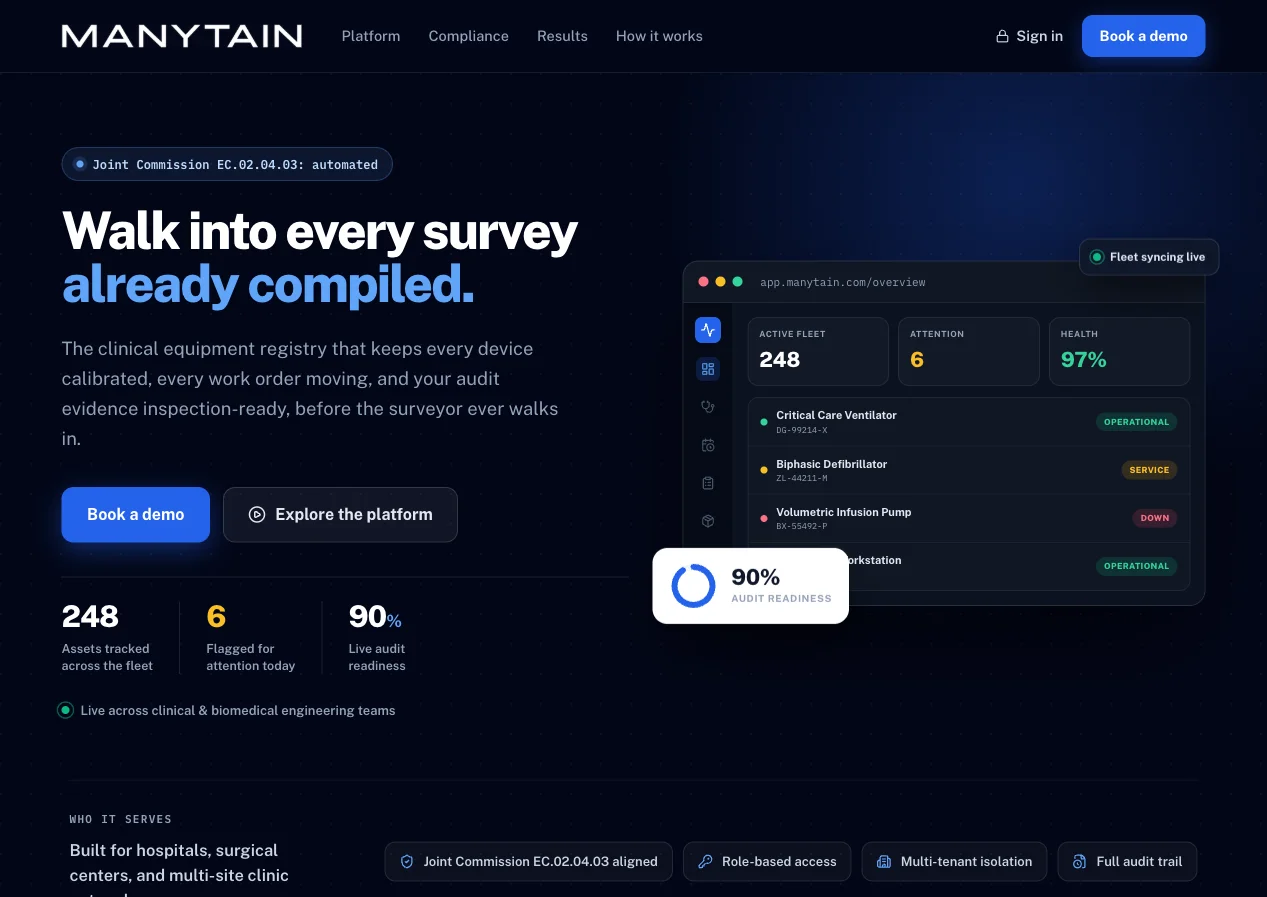 Manytain — Medical equipment SaaS · Design + Production